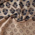 Beige - Natural Dyed Hand Block Print Ajrakh Cotton Hakoba Fabric 01