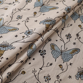 Beige - Kutch Hand Block Ajrakh Print Natural Dyed Cotton Fabric 01