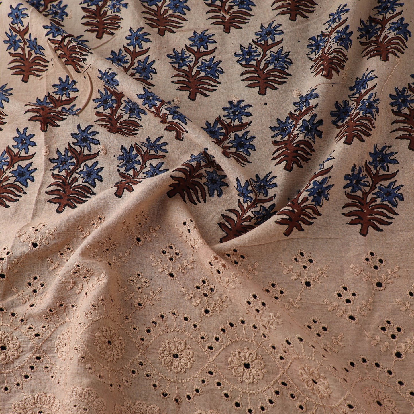 Natural Dyed Hand Block Print Ajrakh Cotton Hakoba Fabric 04