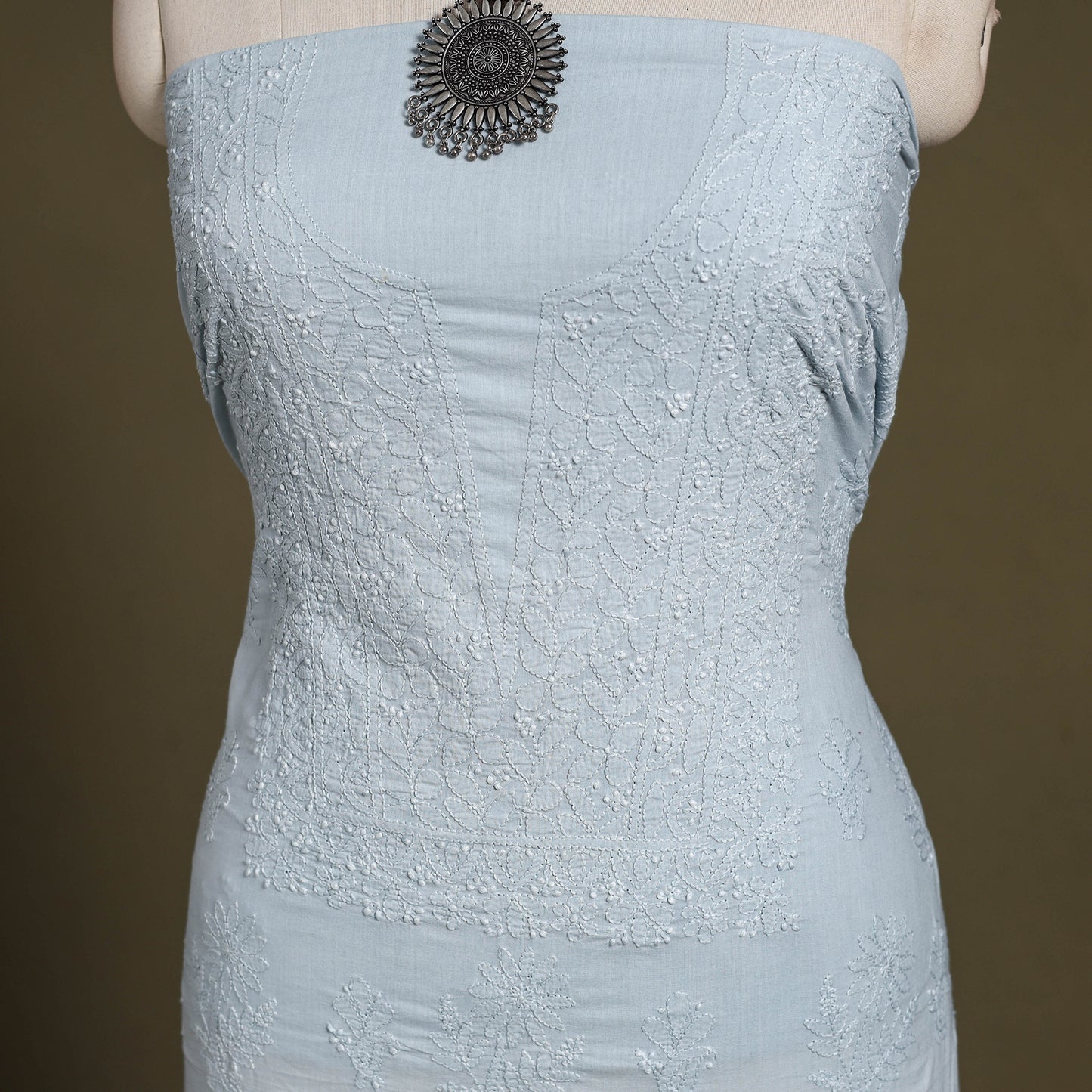 Chikankari Hand Embroidery Mul Cotton Kurta Material 