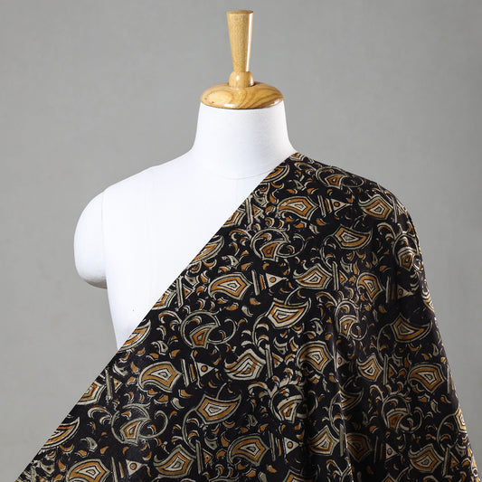 Black - Kalamkari Block Printed Cotton Fabric