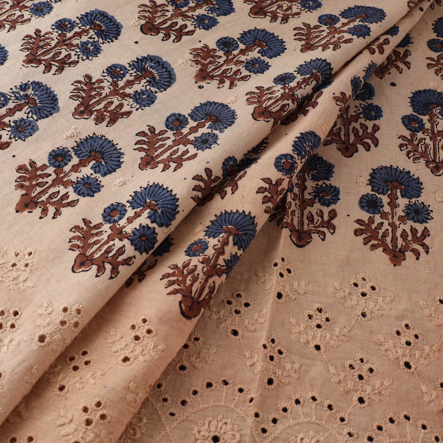 Natural Dyed Hand Block Print Ajrakh Cotton Hakoba Fabric 05