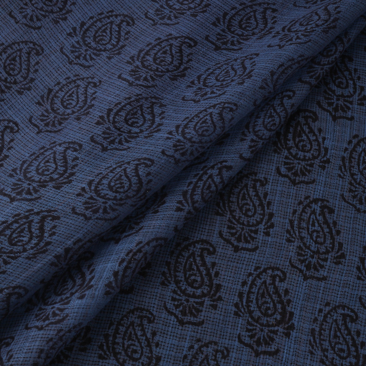 Blue - Kota Doria Cotton Natural Dyed Hand Block Bagh Print Fabric 15