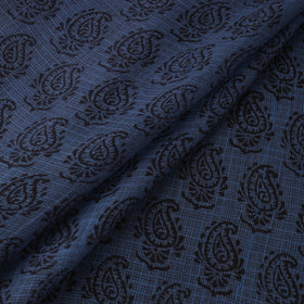 Blue - Kota Doria Cotton Natural Dyed Hand Block Bagh Print Fabric 15