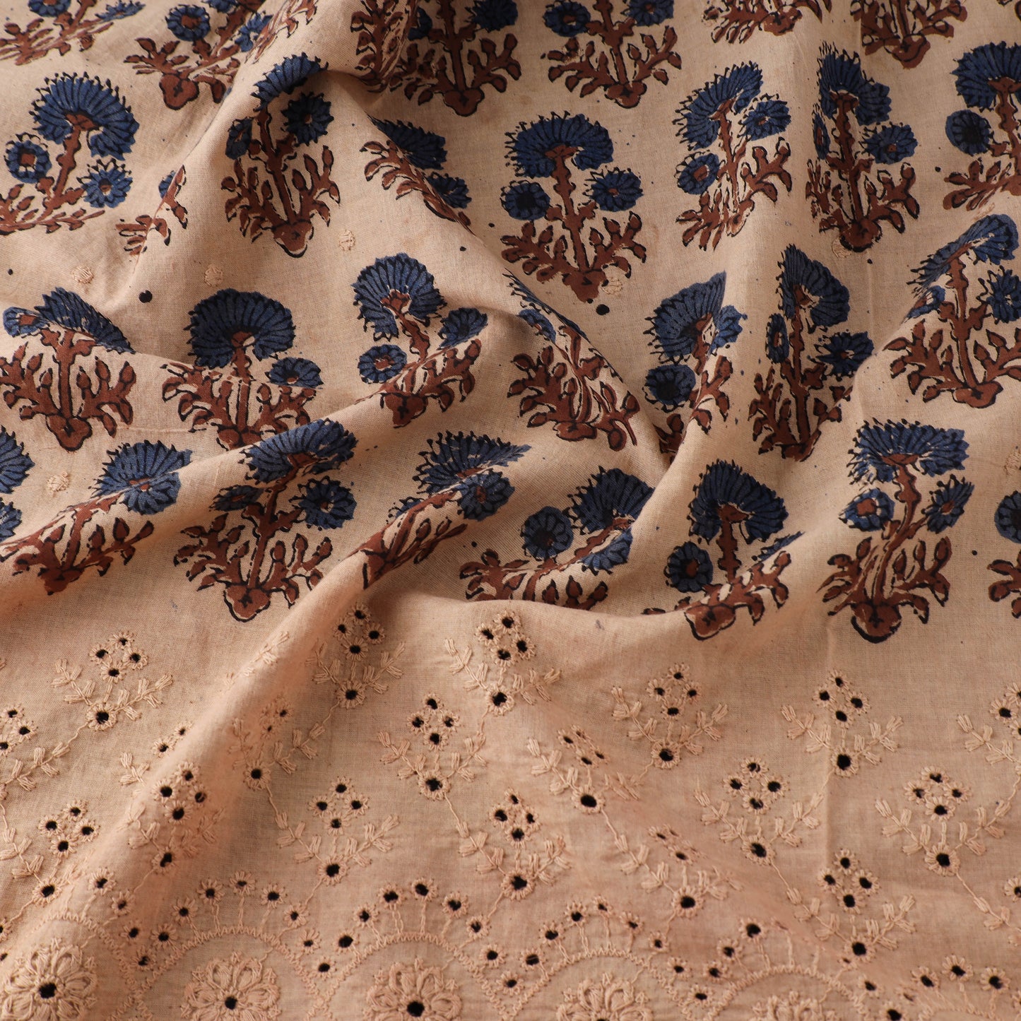 Natural Dyed Hand Block Print Ajrakh Cotton Hakoba Fabric 05