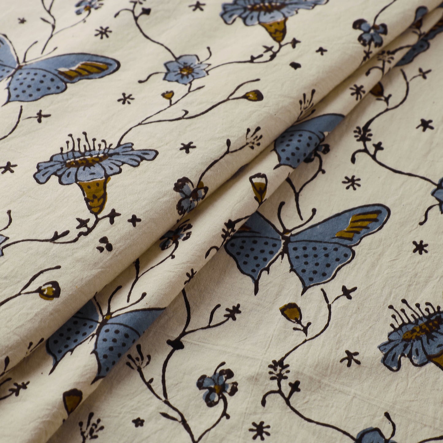 Beige - Kutch Hand Block Ajrakh Print Natural Dyed Cotton Fabric 17