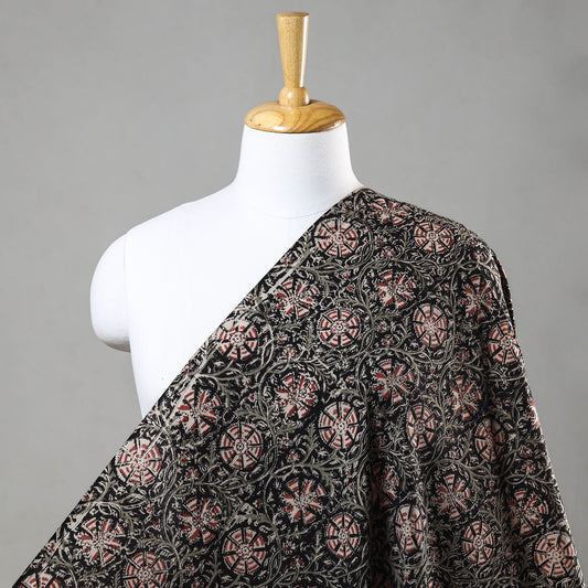Black - Kalamkari Block Printed Cotton Fabric