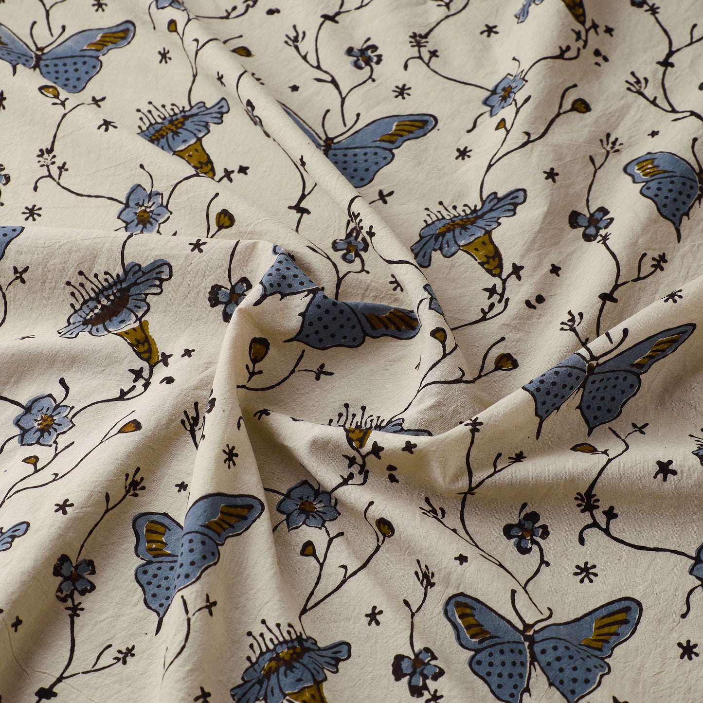 Beige - Kutch Hand Block Ajrakh Print Natural Dyed Cotton Fabric 17