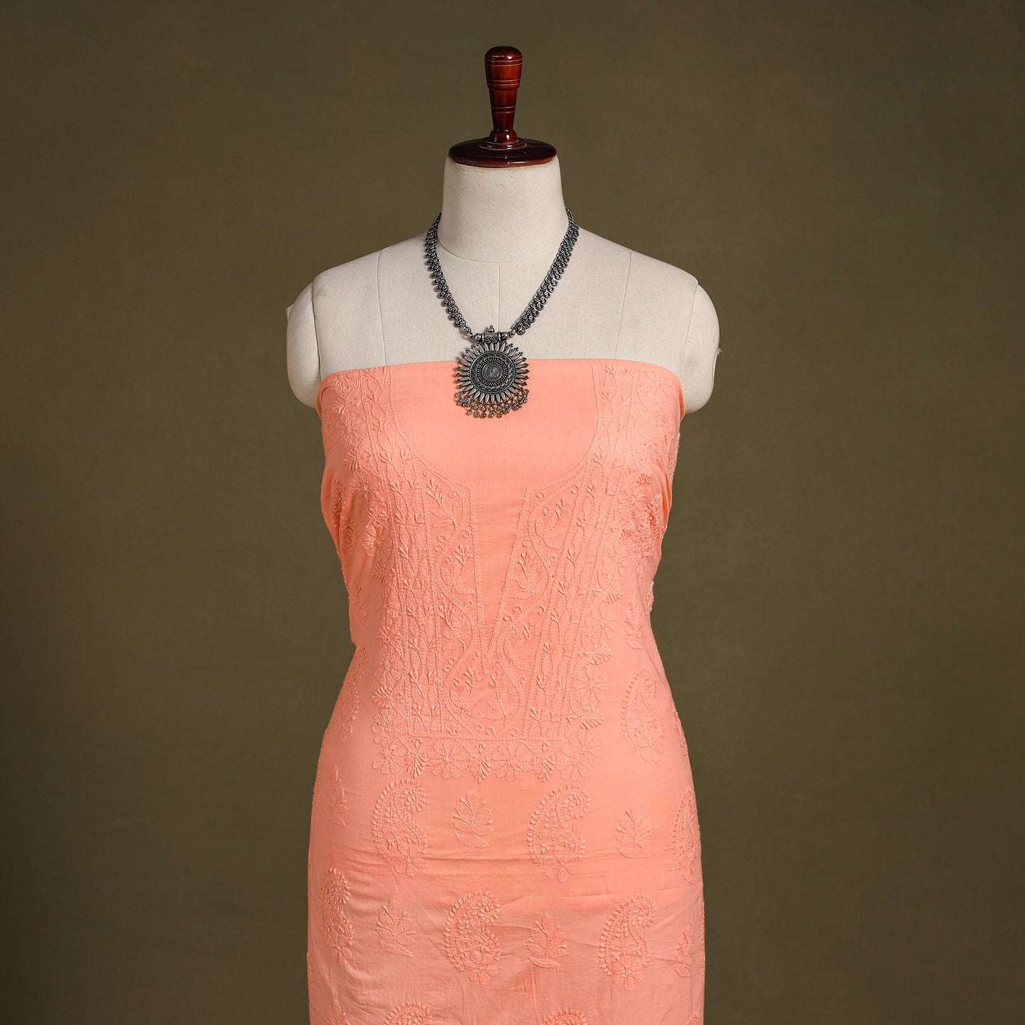 Chikankari Hand Embroidery Mul Cotton Kurta Material 