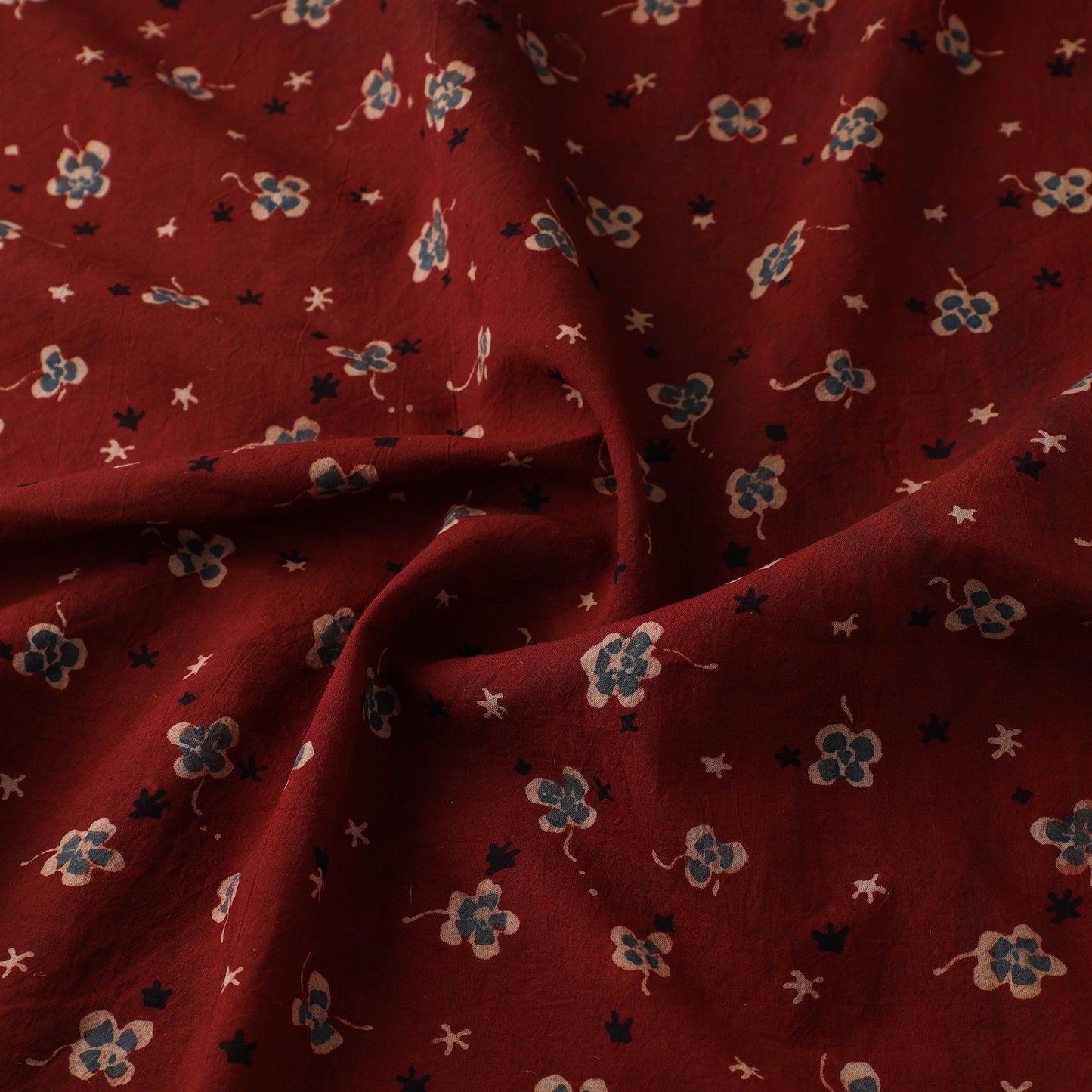 Kutch Hand Block Ajrakh Print Natural Dyed Cotton Fabric 04