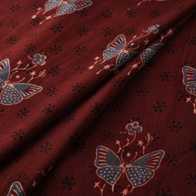 Maroon - Kutch Hand Block Ajrakh Print Natural Dyed Cotton Fabric 05