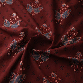 Maroon - Kutch Hand Block Ajrakh Print Natural Dyed Cotton Fabric 05