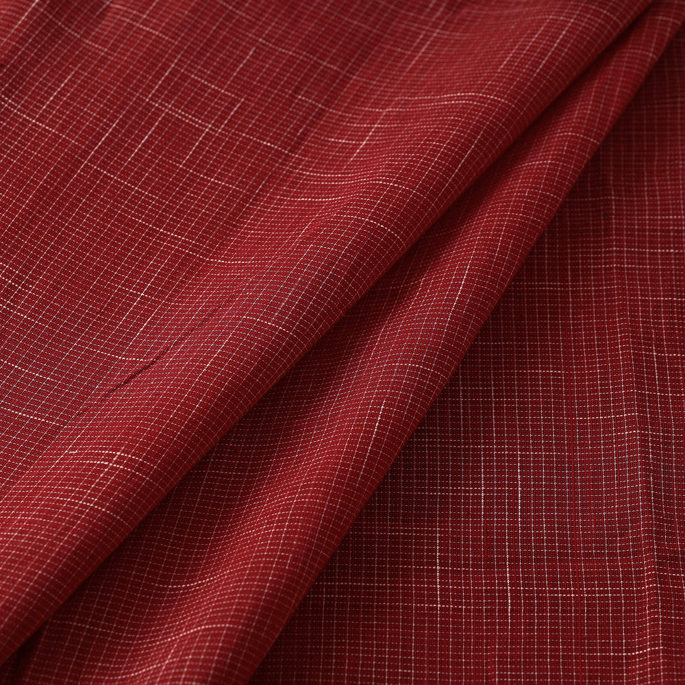 Red - Pure Handloom Godavari Checks Cotton Fabric