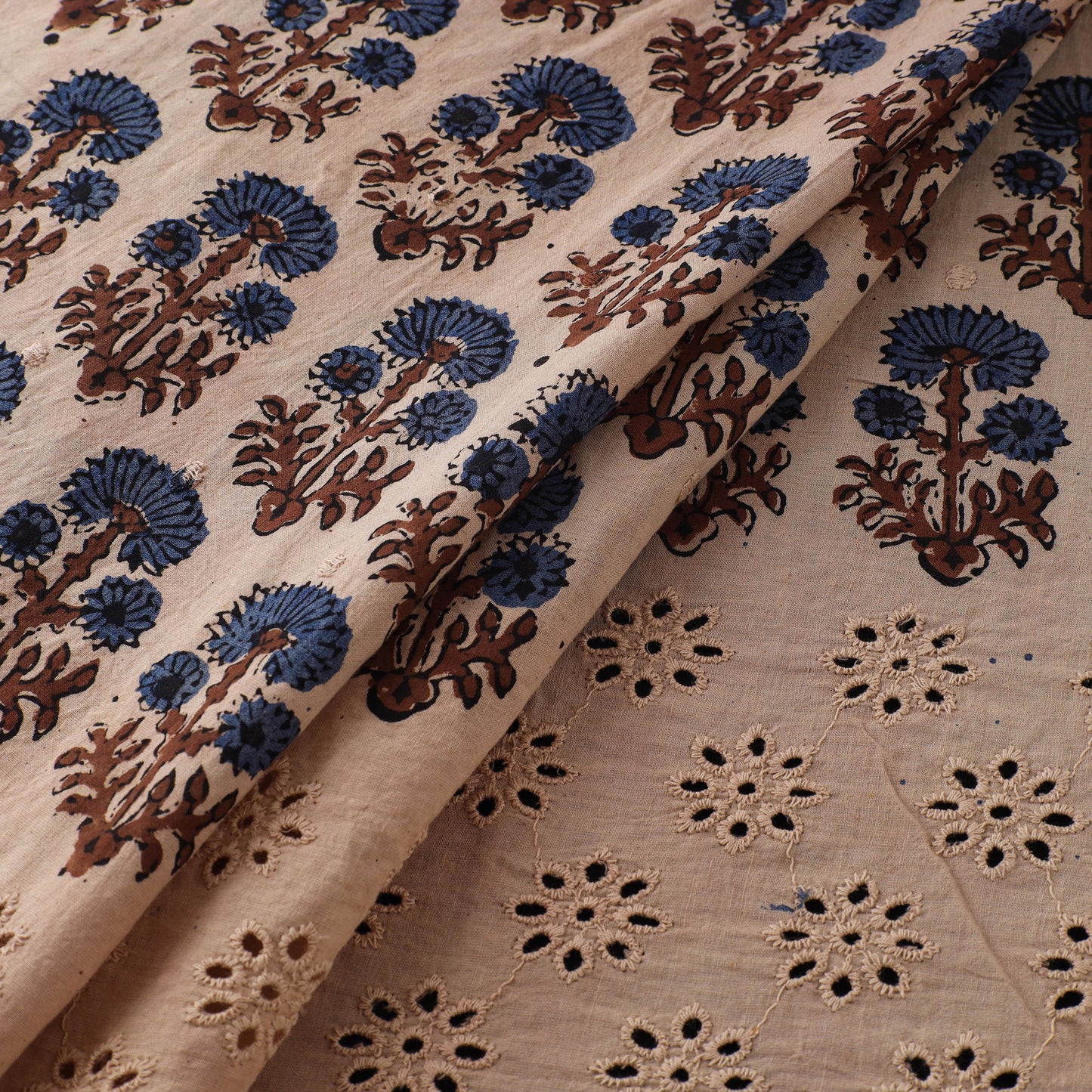 Natural Dyed Hand Block Print Ajrakh Cotton Hakoba Fabric 08