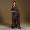 Brown - natural dyed cotton bagh saree 09 - handcrafted