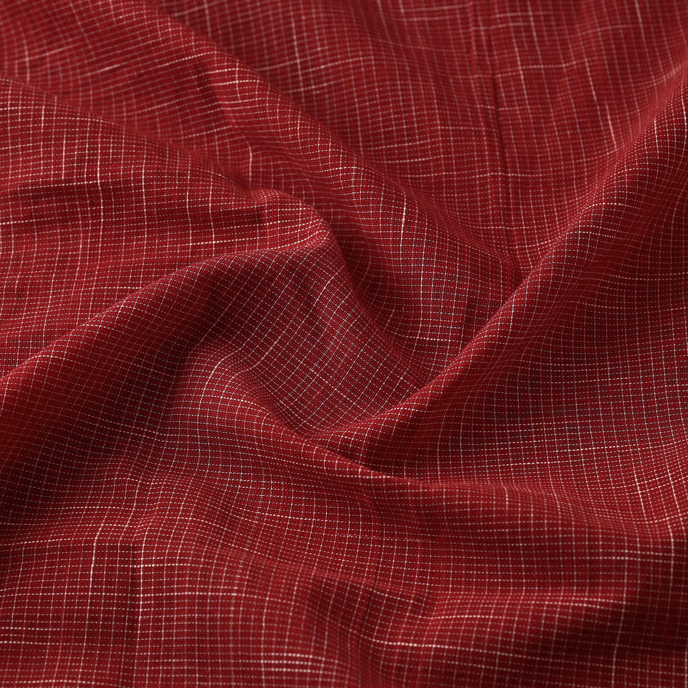 Red - Pure Handloom Godavari Checks Cotton Fabric