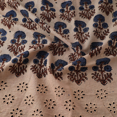 Beige - Natural Dyed Hand Block Print Ajrakh Cotton Hakoba Fabric 08