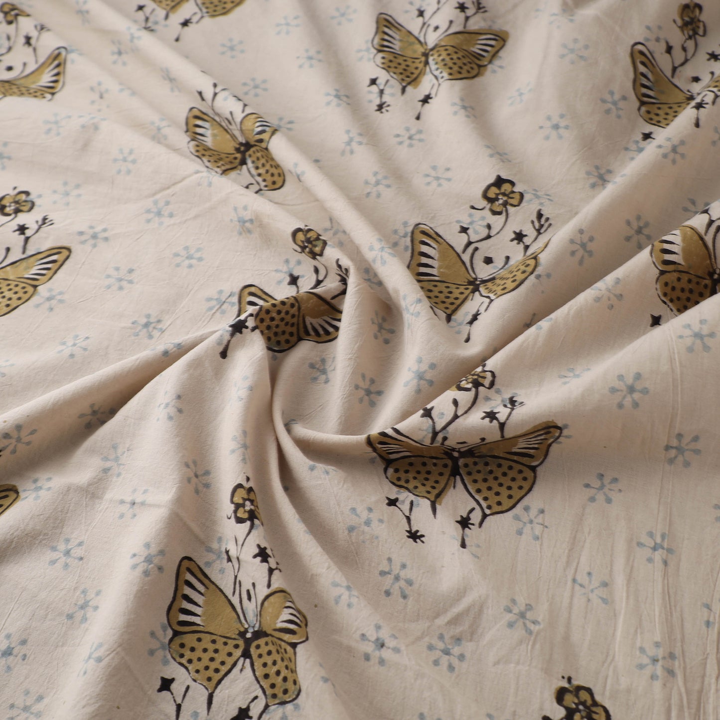 Beige - Kutch Hand Block Ajrakh Print Natural Dyed Cotton Fabric 07
