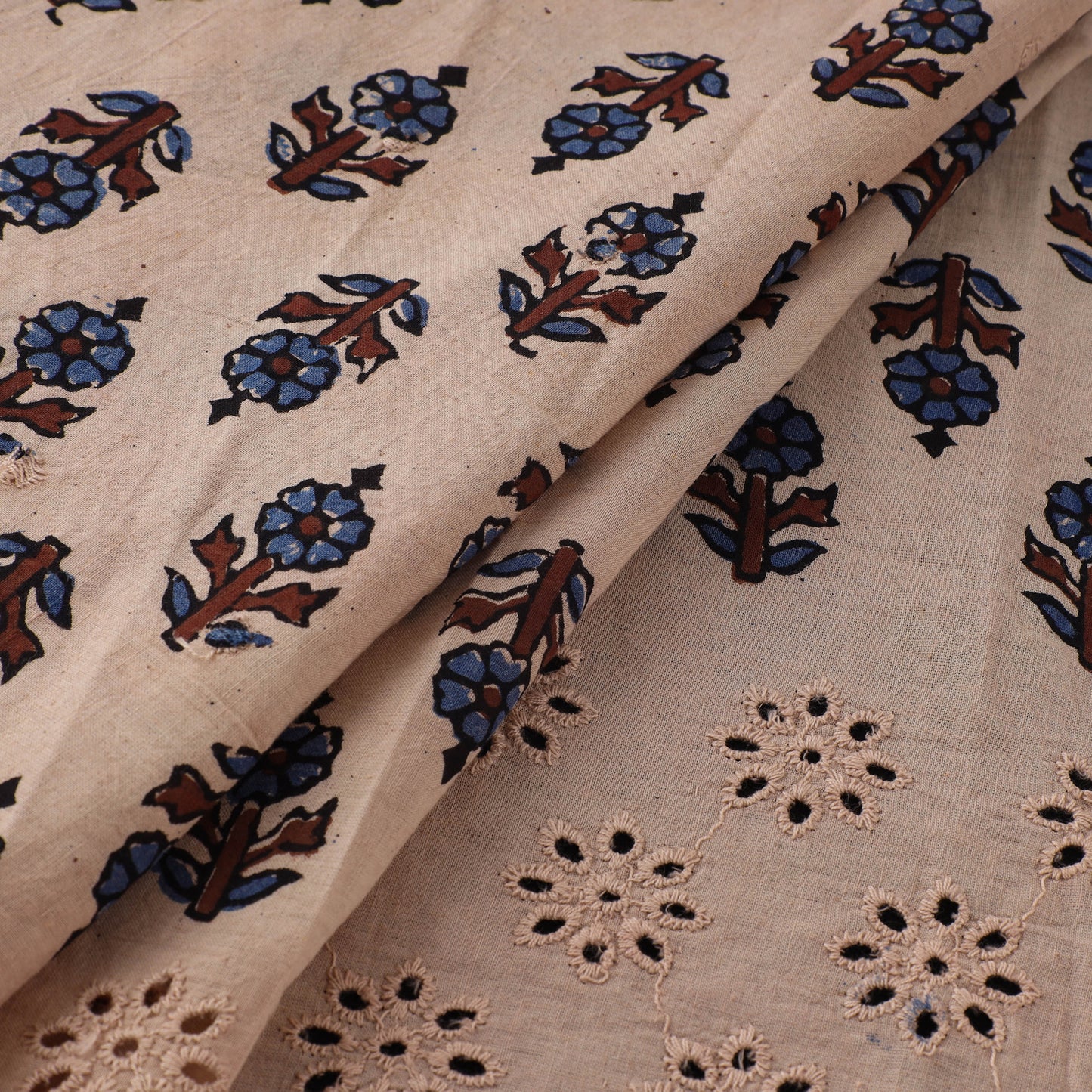 Natural Dyed Hand Block Print Ajrakh Cotton Hakoba Fabric 10