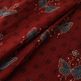 Maroon - Kutch Hand Block Ajrakh Print Natural Dyed Cotton Fabric 08