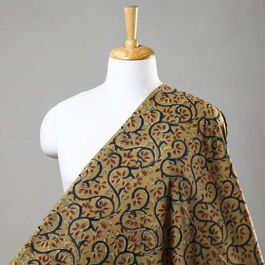 Yellow - Kalamkari Block Printed Cotton Fabric