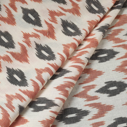 Beige With Motifs Design Pochampally Central Asian Ikat Cotton Handloom Fabric