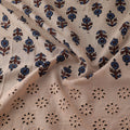 Beige - Natural Dyed Hand Block Print Ajrakh Cotton Hakoba Fabric 10