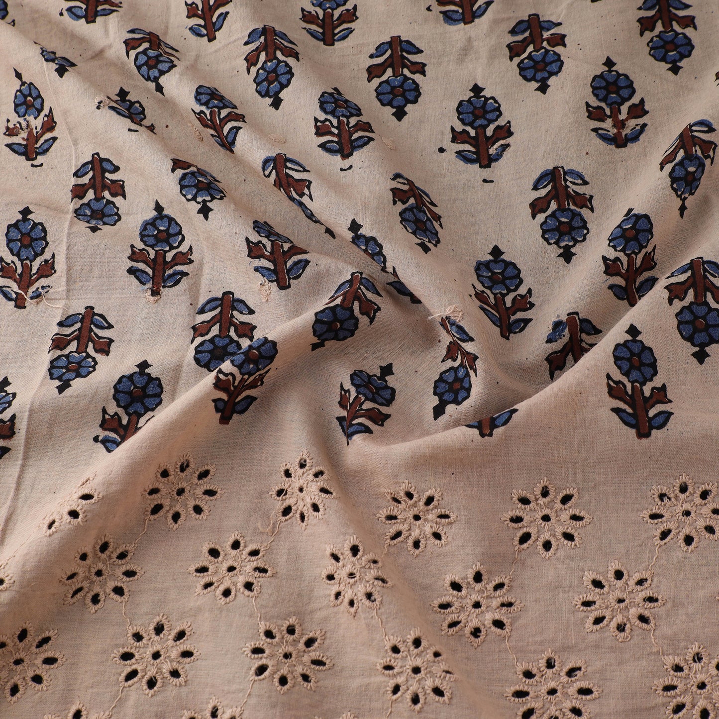 Natural Dyed Hand Block Print Ajrakh Cotton Hakoba Fabric 10