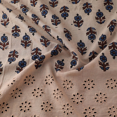 Beige - Natural Dyed Hand Block Print Ajrakh Cotton Hakoba Fabric 10