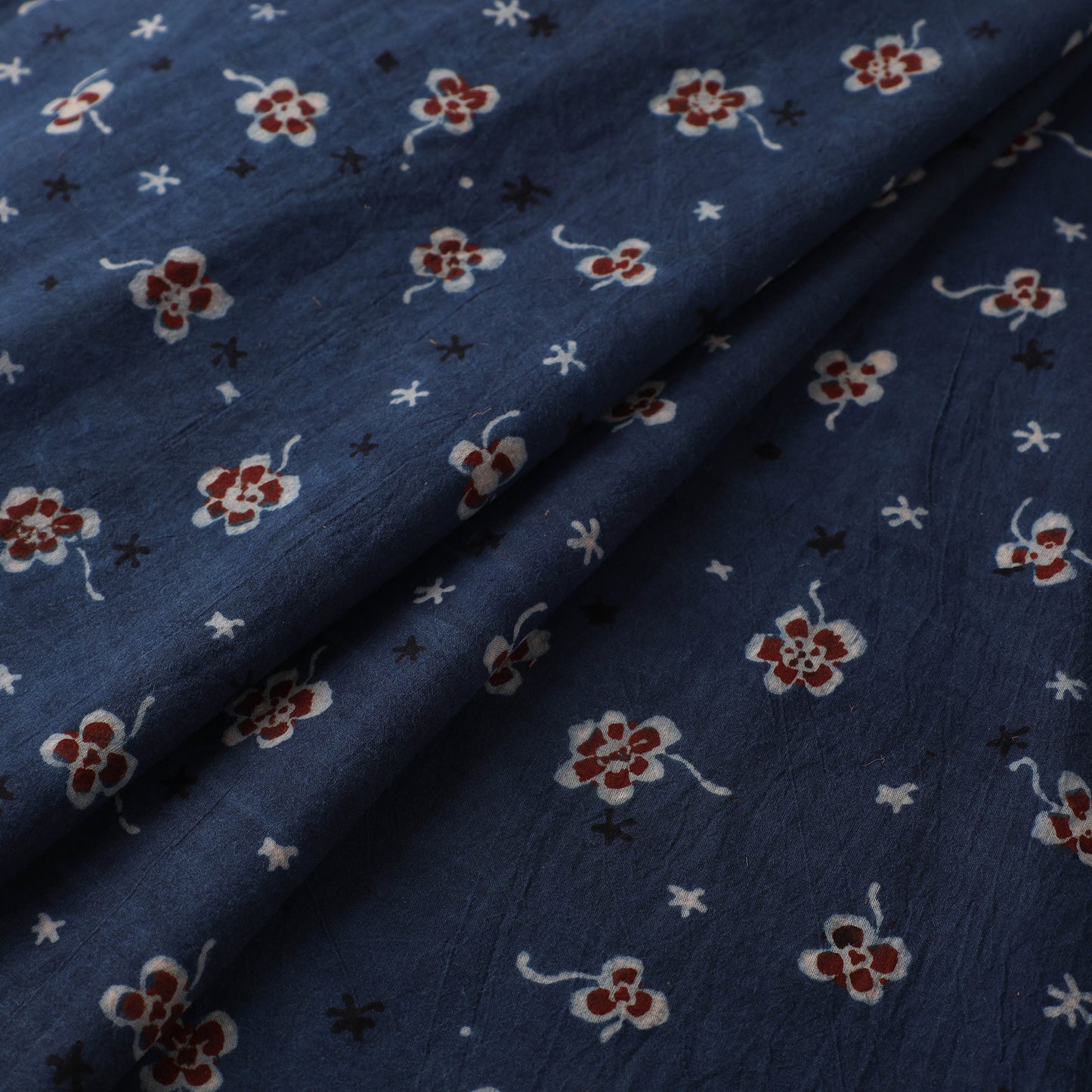 Blue - Kutch Hand Block Ajrakh Print Natural Dyed Cotton Fabric 09
