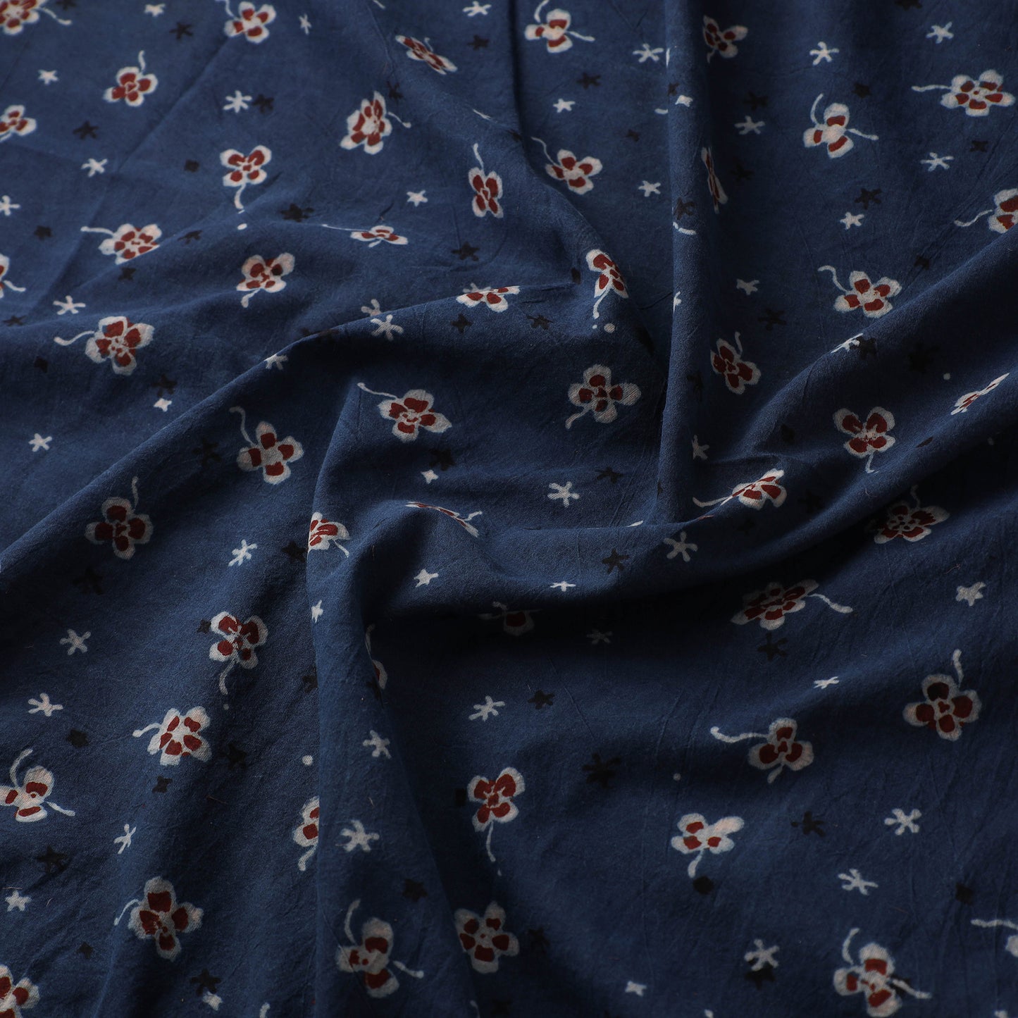Blue - Kutch Hand Block Ajrakh Print Natural Dyed Cotton Fabric 09