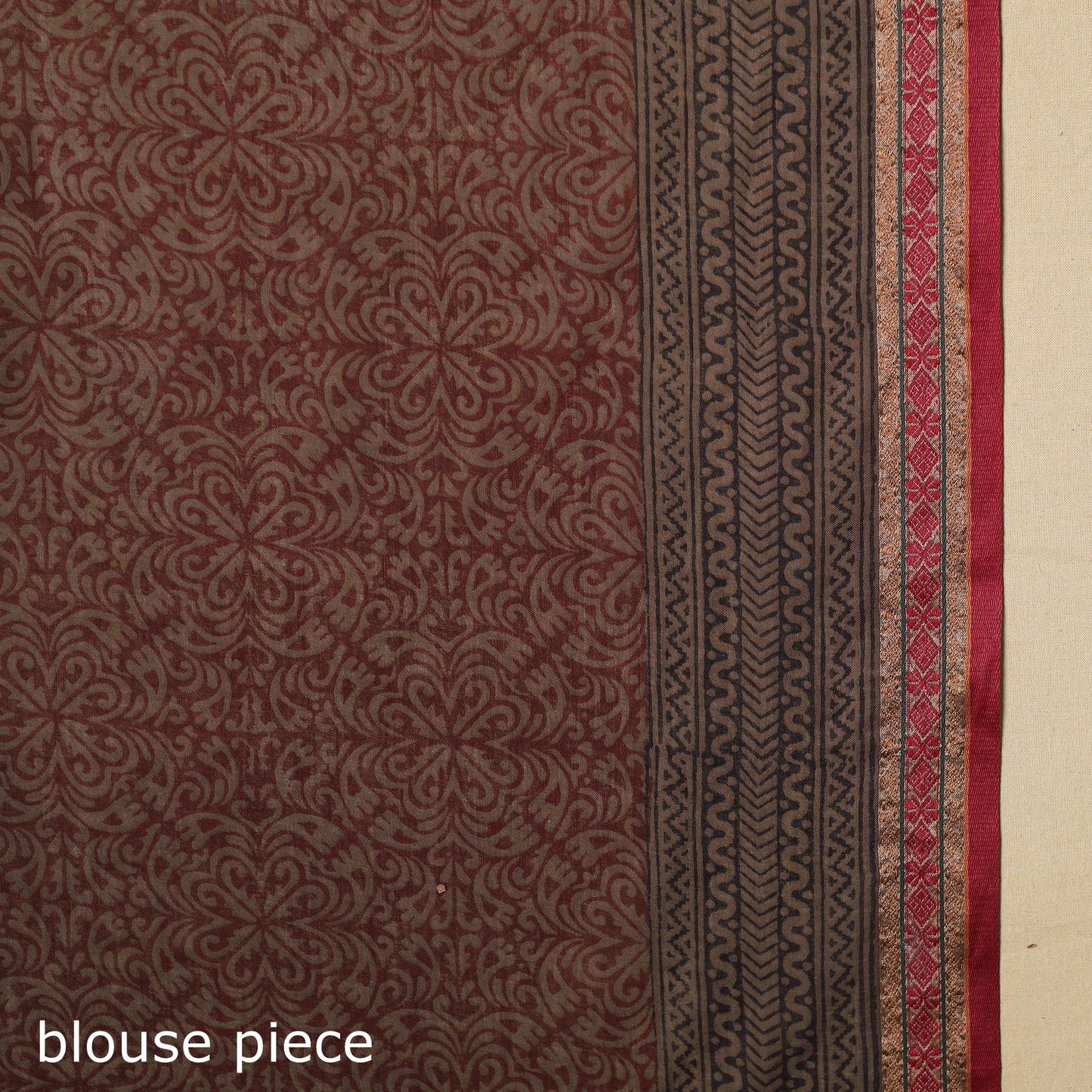 Brown - natural dyed cotton bagh saree 09 - handcrafted