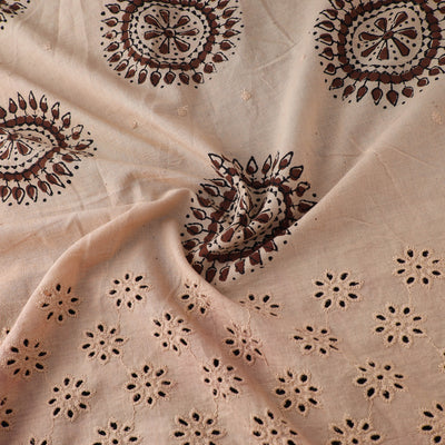 Beige - Natural Dyed Hand Block Print Ajrakh Cotton Hakoba Fabric 09