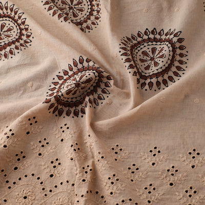 Beige - Natural Dyed Hand Block Print Ajrakh Cotton Hakoba Fabric 11