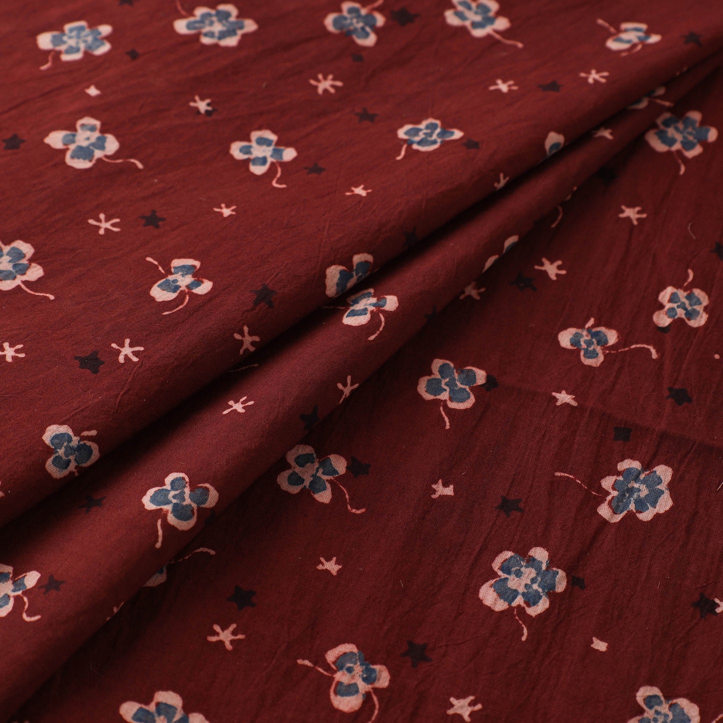 Maroon - Kutch Hand Block Ajrakh Print Natural Dyed Cotton Fabric 11