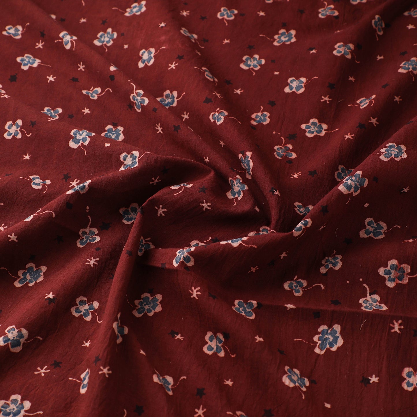Maroon - Kutch Hand Block Ajrakh Print Natural Dyed Cotton Fabric 11