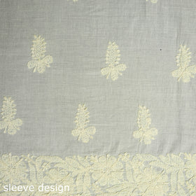 Yellow Chikankari Hand Embroidery Mul Cotton Kurta Material 