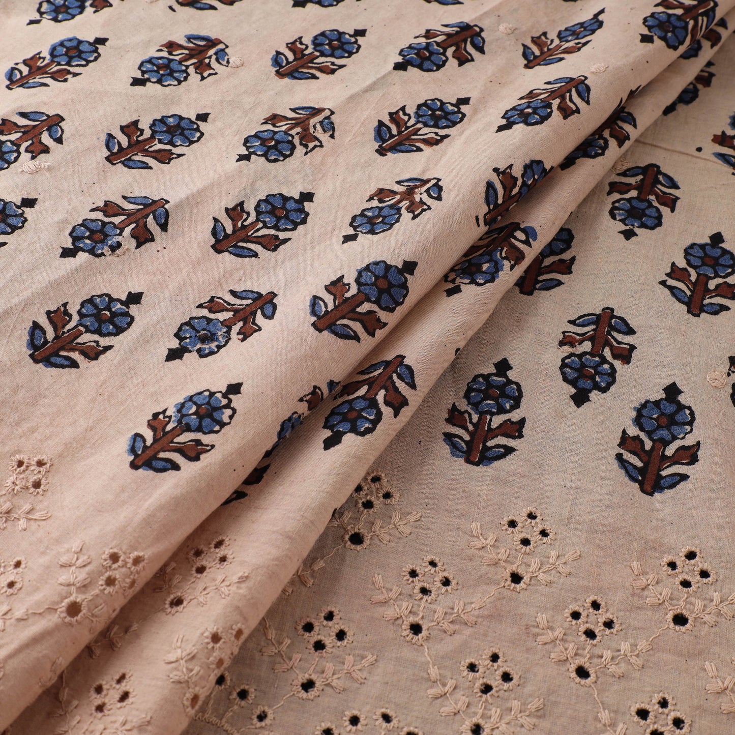 Natural Dyed Hand Block Print Ajrakh Cotton Hakoba Fabric 12