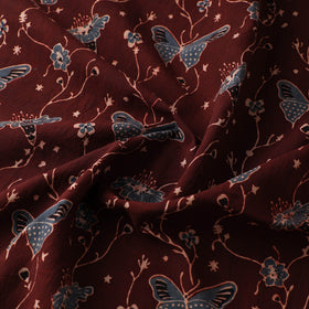 Maroon - Kutch Hand Block Ajrakh Print Natural Dyed Cotton Fabric 12