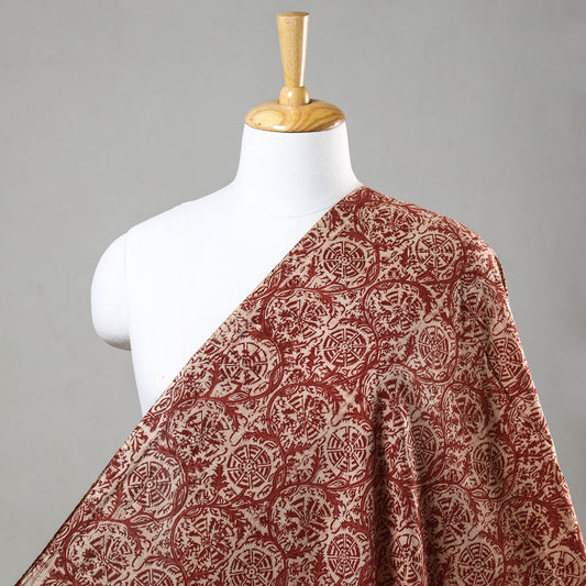Maroon - Kalamkari Block Printed Cotton Fabric