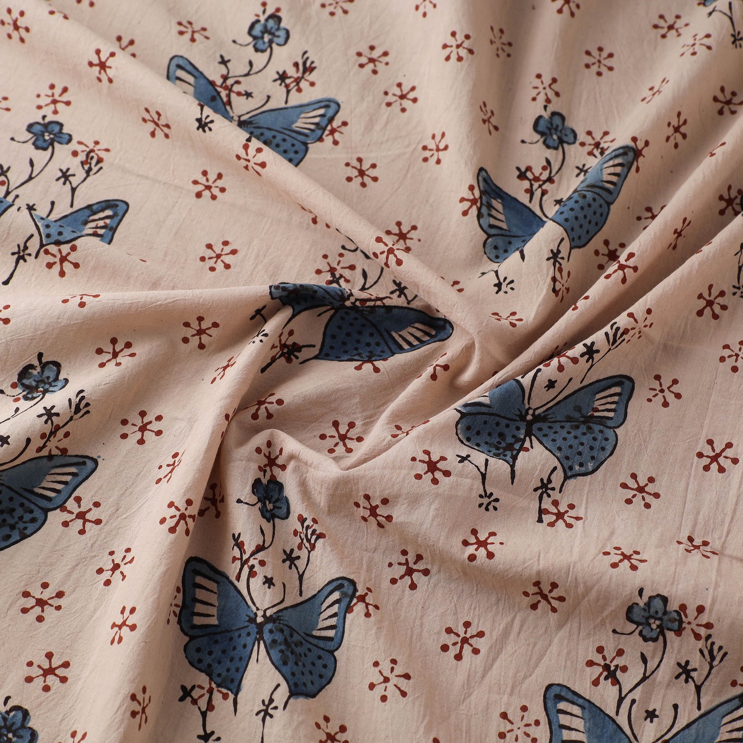 Beige - Kutch Hand Block Ajrakh Print Natural Dyed Cotton Fabric 13