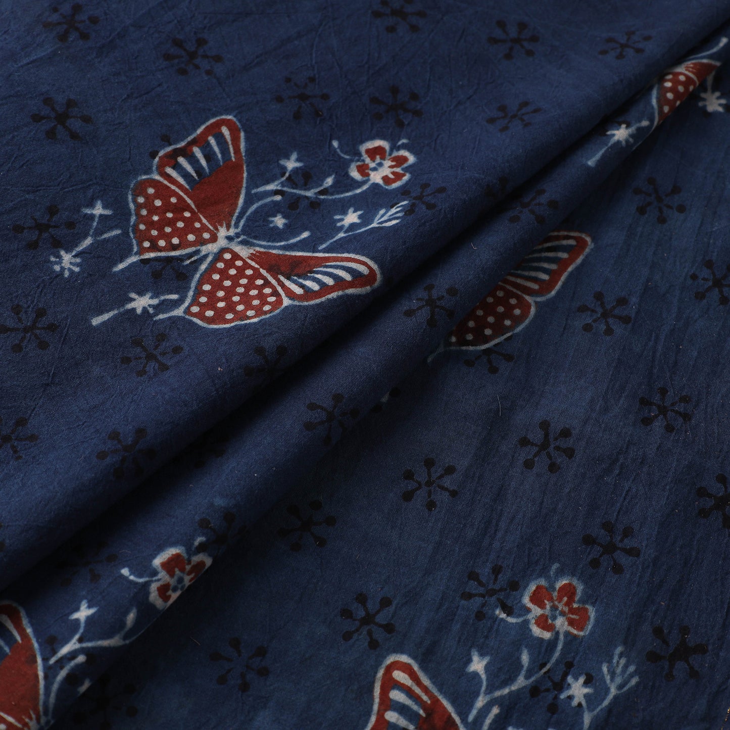 Blue - Kutch Hand Block Ajrakh Print Natural Dyed Cotton Fabric 14