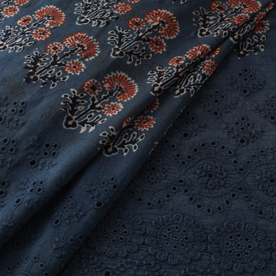 Natural Dyed Hand Block Print Ajrakh Cotton Hakoba Fabric 14
