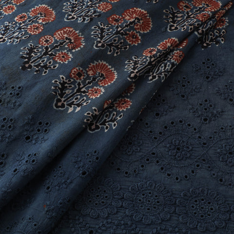 Natural Dyed Hand Block Print Ajrakh Cotton Hakoba Fabric 14
