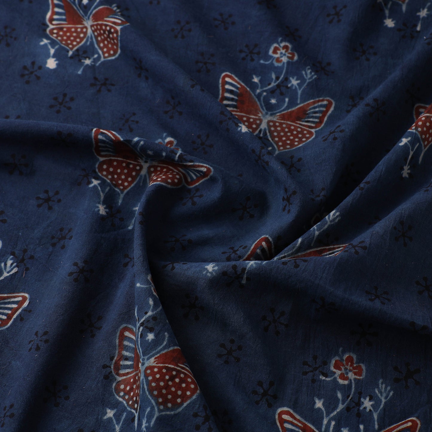 Blue - Kutch Hand Block Ajrakh Print Natural Dyed Cotton Fabric 14