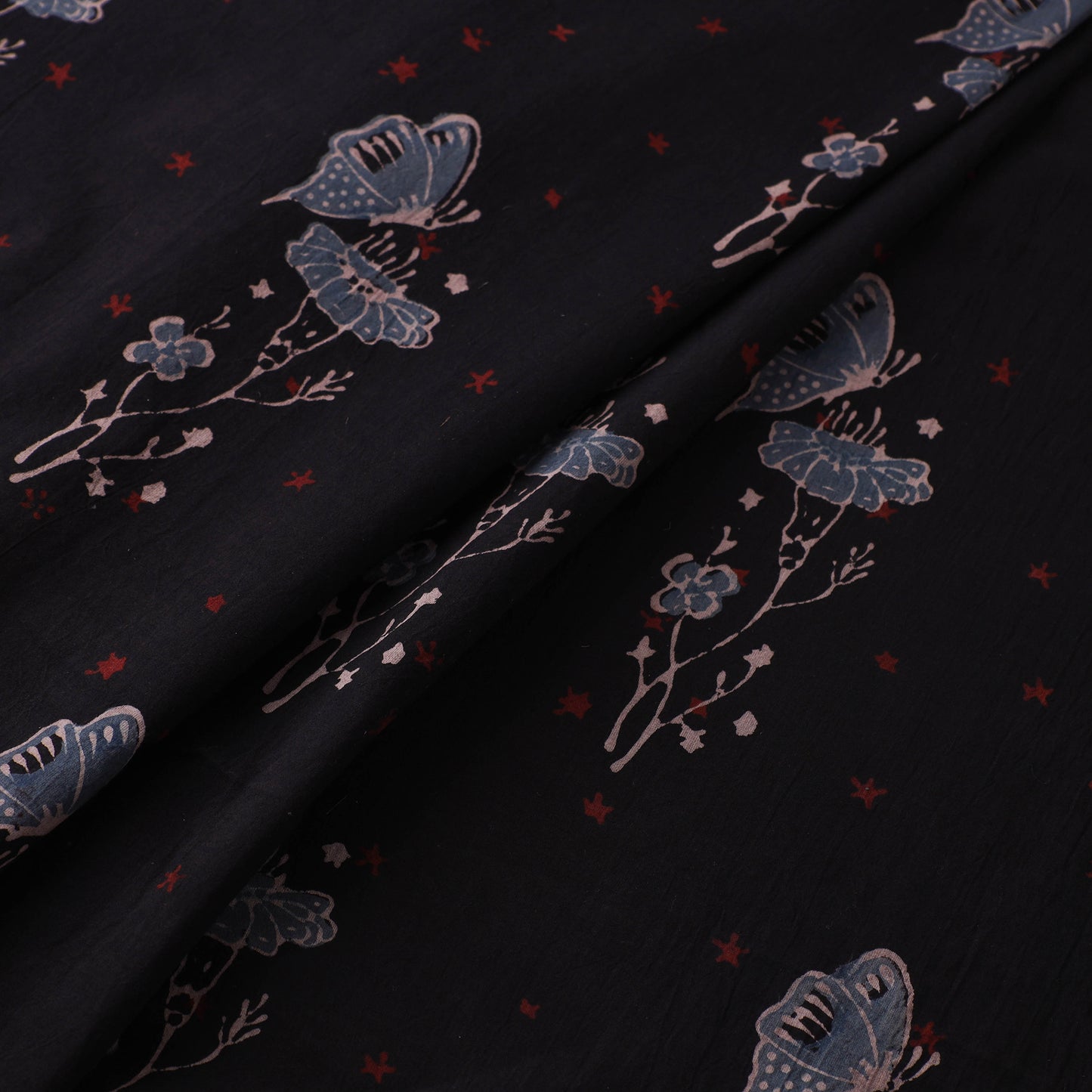 Black - Kutch Hand Block Ajrakh Print Natural Dyed Cotton Fabric 15