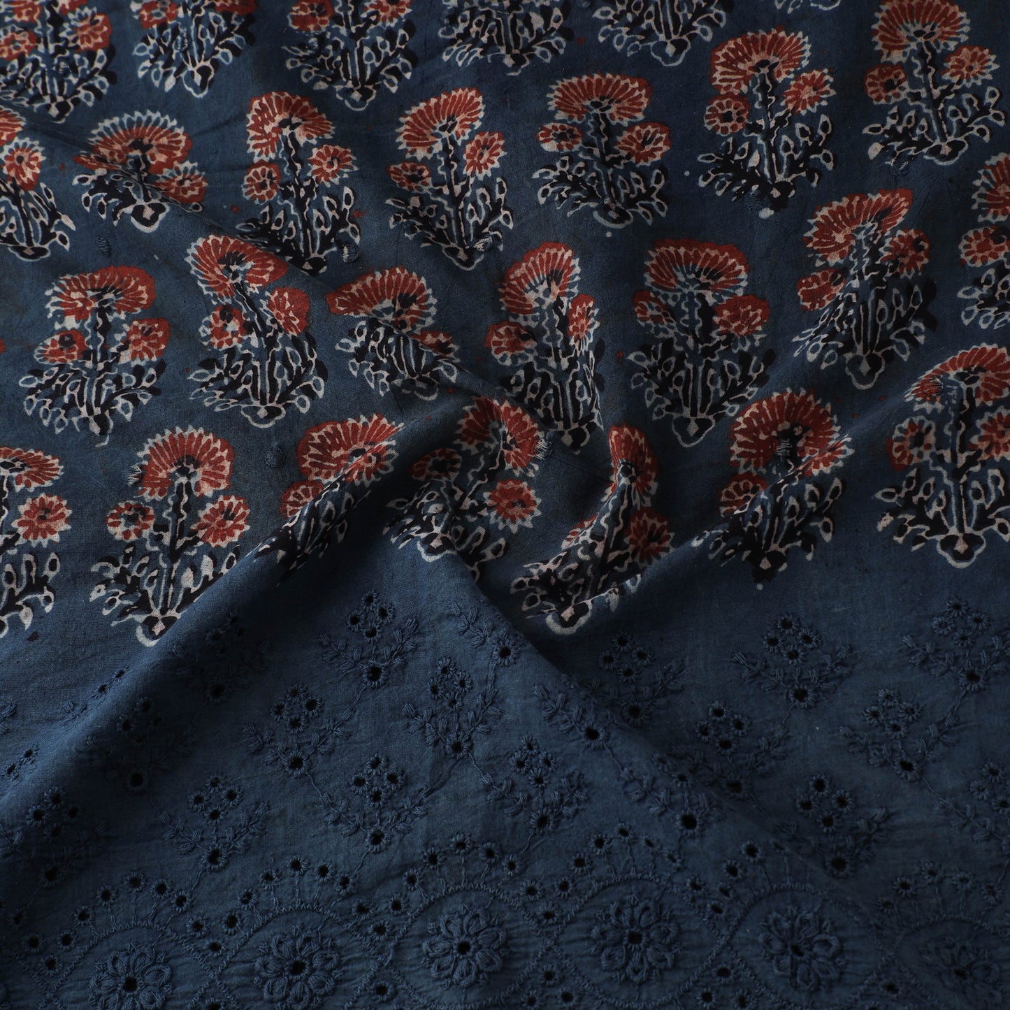 Natural Dyed Hand Block Print Ajrakh Cotton Hakoba Fabric 14