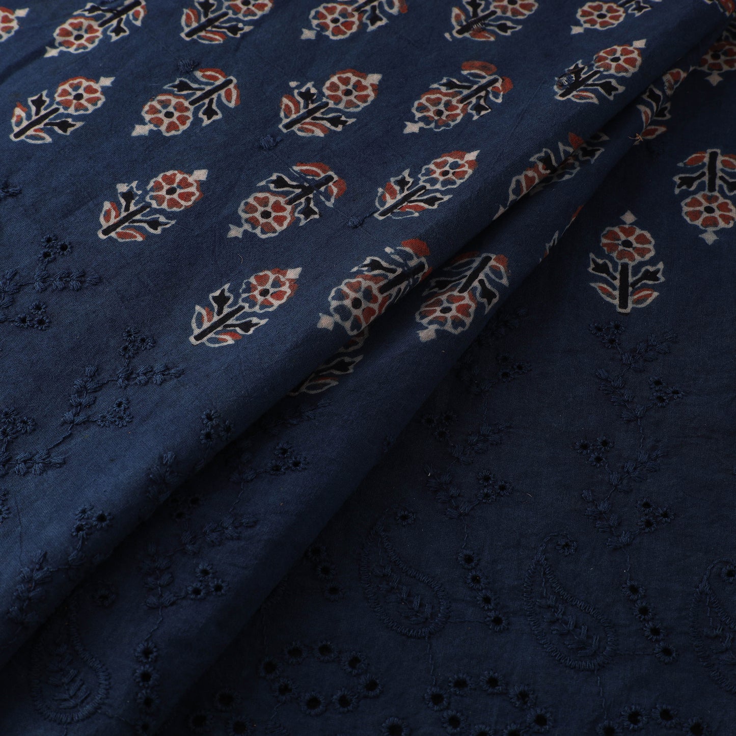 Natural Dyed Hand Block Print Ajrakh Cotton Hakoba Fabric 15