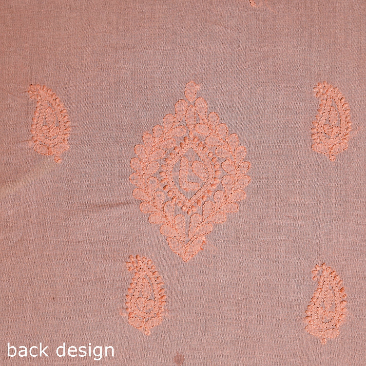 Peach Chikankari Hand Embroidery Mul Cotton Kurta Material 