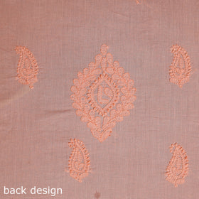 Peach Chikankari Hand Embroidery Mul Cotton Kurta Material 